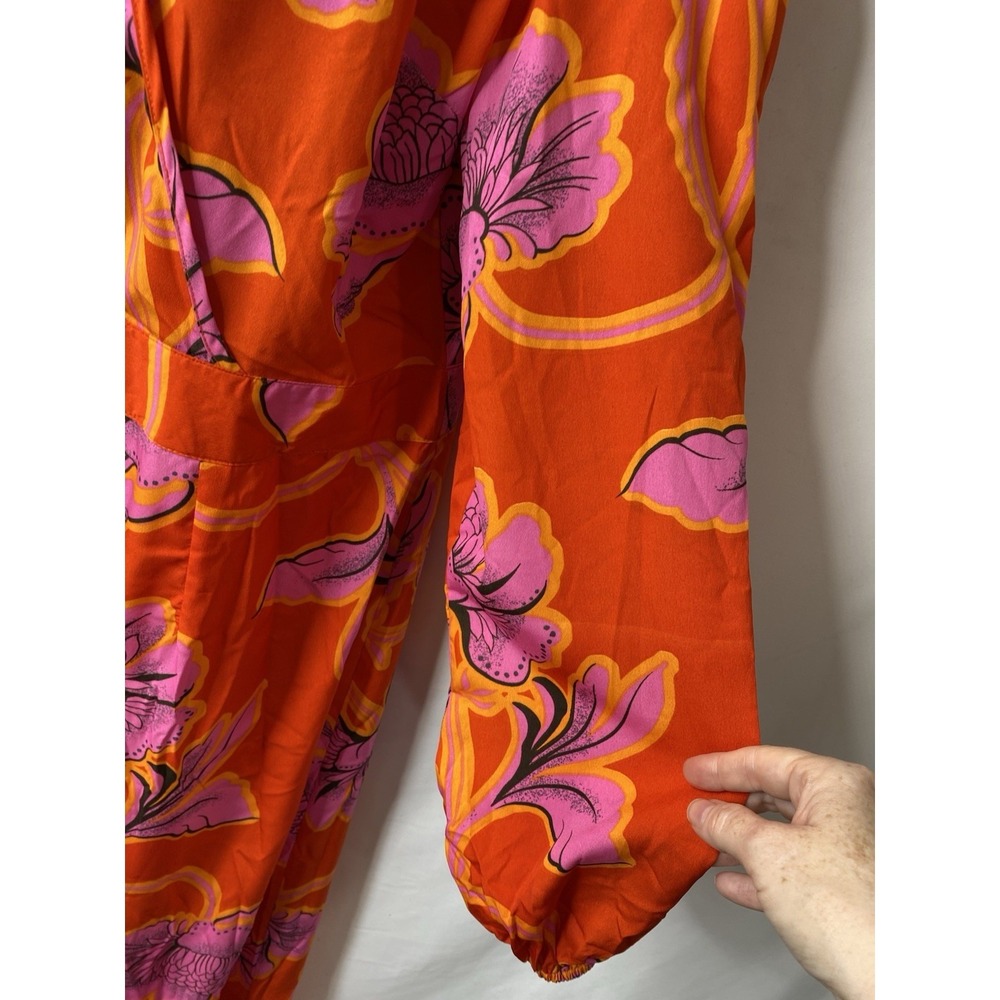 Boo Hoo Womens Wide Leg Jumpsuit Size 14 Easter Wedding Guest Tropical Coastal - Picture 5 of 11